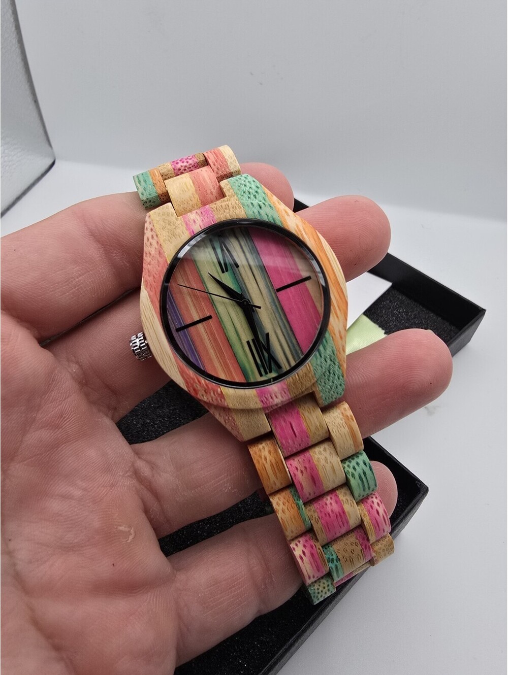 Colorful Wood Wristwatch with Wooden Watch & Band Links
